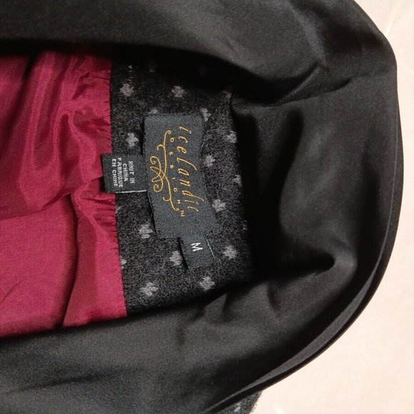 Icelandic design Wool Cardigan MEDIUM Gray Sweater Silk Neck Polka-dot jacket - Picture 12 of 16